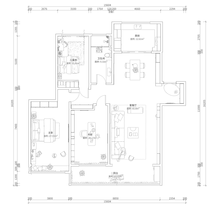 骊住倾力打造-188.41m²三居室，舒适又高级的自然轻奢风！